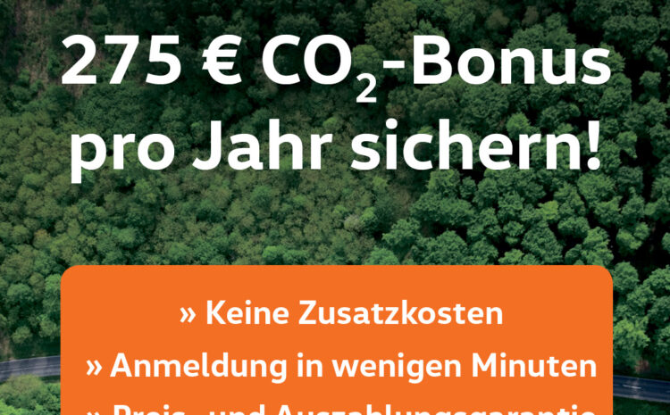  275 € CO2-Bonus für e-Autos!