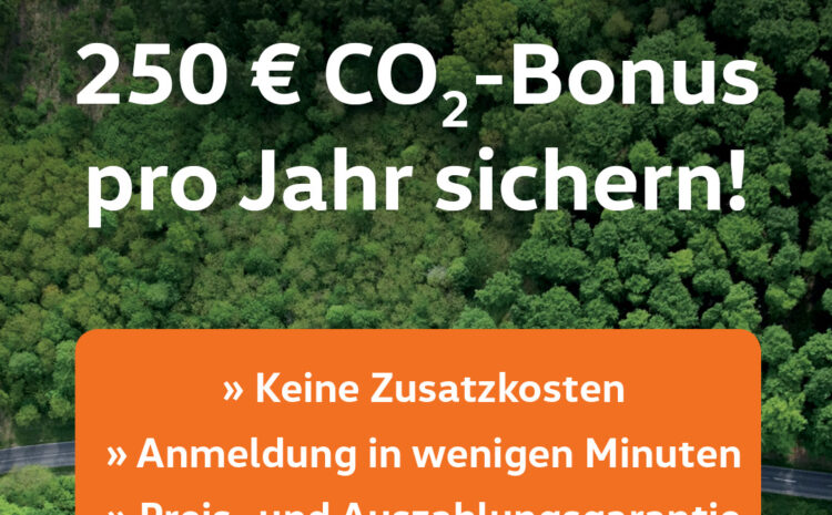  250 € CO2-Bonus für e-Autos!