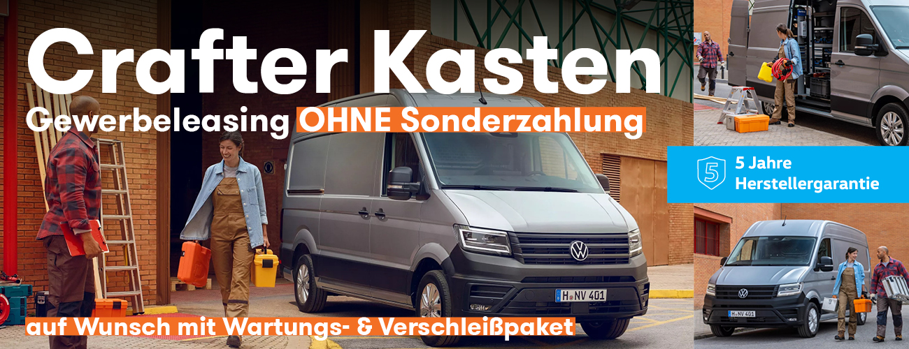 VW Crafter Kastenwagen im Gewerbeleasing Banner